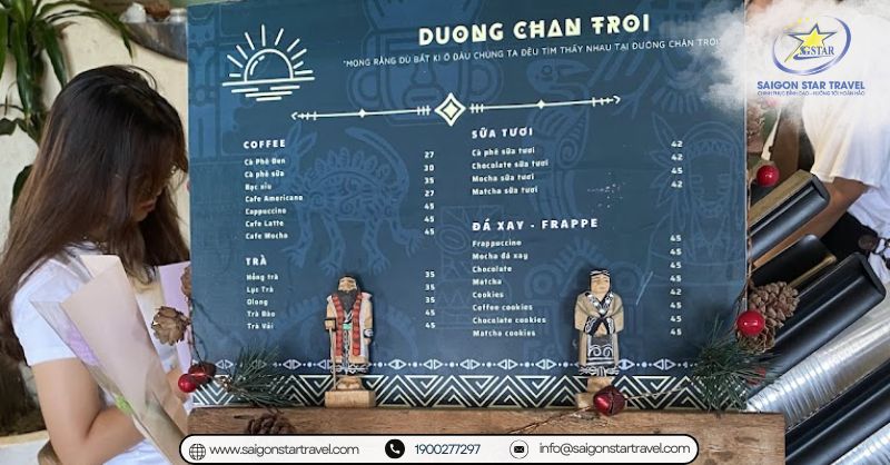 menu quán cà phê đường chân trời