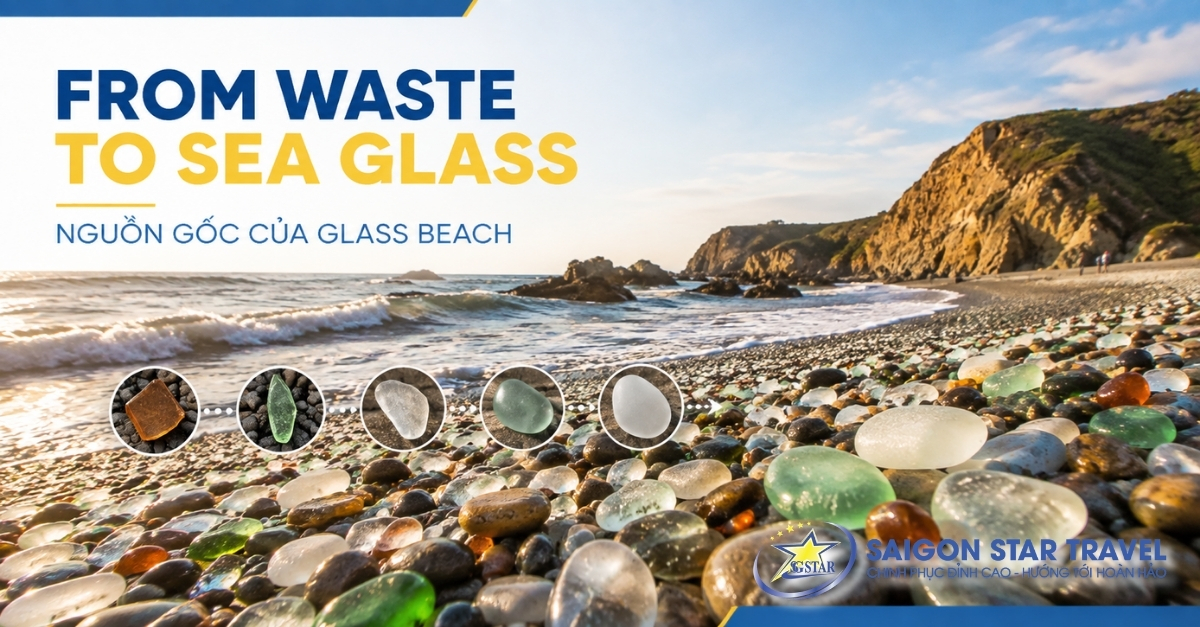 Nguồn gốc bãi biển thủy tinh Glass Beach Fort Bragg California