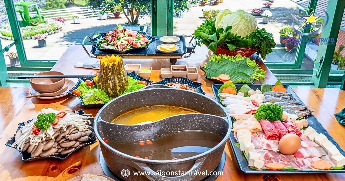 Menu buffet rau tại nhà hàng Leguda