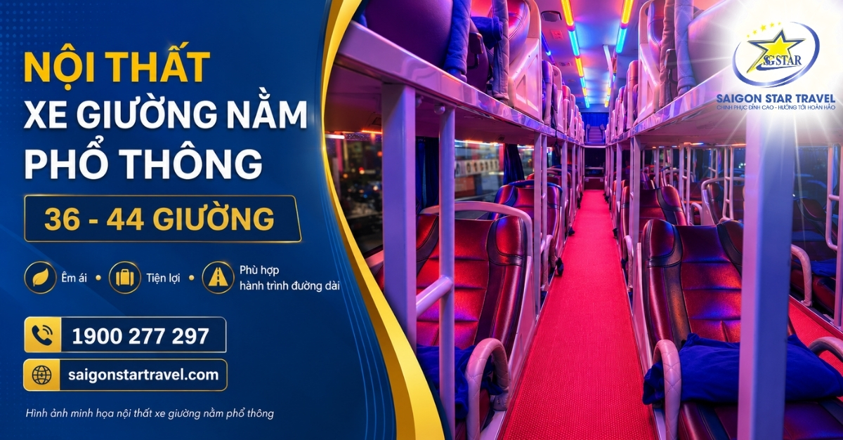 Cận cảnh không gian nội thất hiện đại của dòng xe giường nằm phổ thông