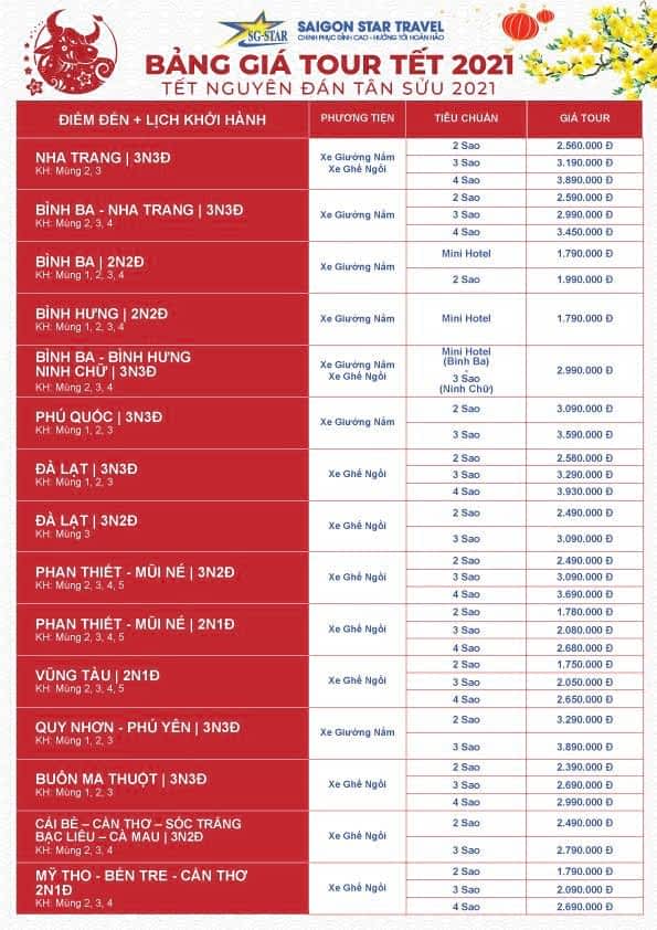 Săn chùm tour tết giá tốt cùng với Saigon Star | Saigon Star Travel chùm tour tết giá tốt