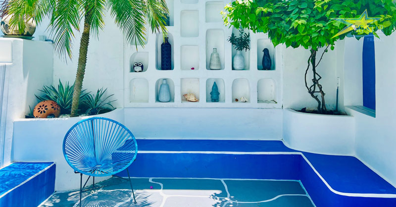 Santoni Homestay Vũng Tàu - Check in "tiểu Hy Lạp trong mơ" | Saigon Star Travel Không gian chung với gam màu xanh trắng tối giản