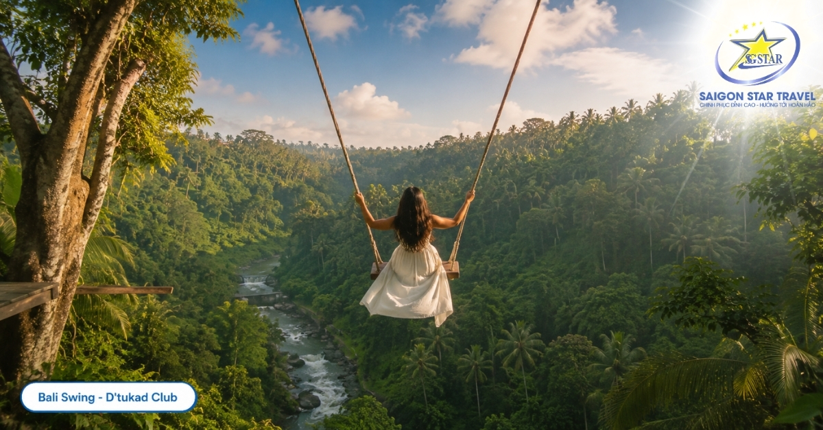 Bali Swing tại D’tukad Club trong tour Bali 4 ngày 3 đêm