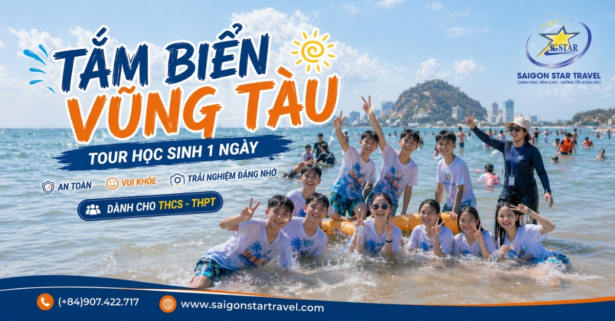 Học sinh THCS THPT vui chơi tắm biển Vũng Tàu trong khu vực an toàn có giáo viên hoặc hướng dẫn viên giám sát