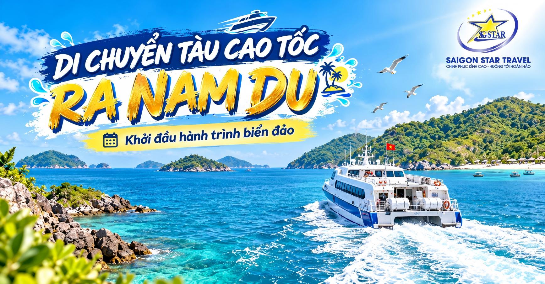 Tàu cao tốc đưa khách từ Rạch Giá ra Nam Du tham gia tour câu cá