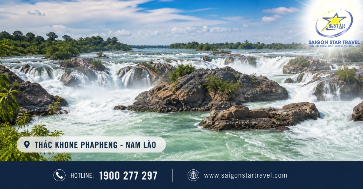Thác Khone Phapheng tại Nam Lào trong tour Lào Campuchia Thái Lan 4 ngày 3 đêm
