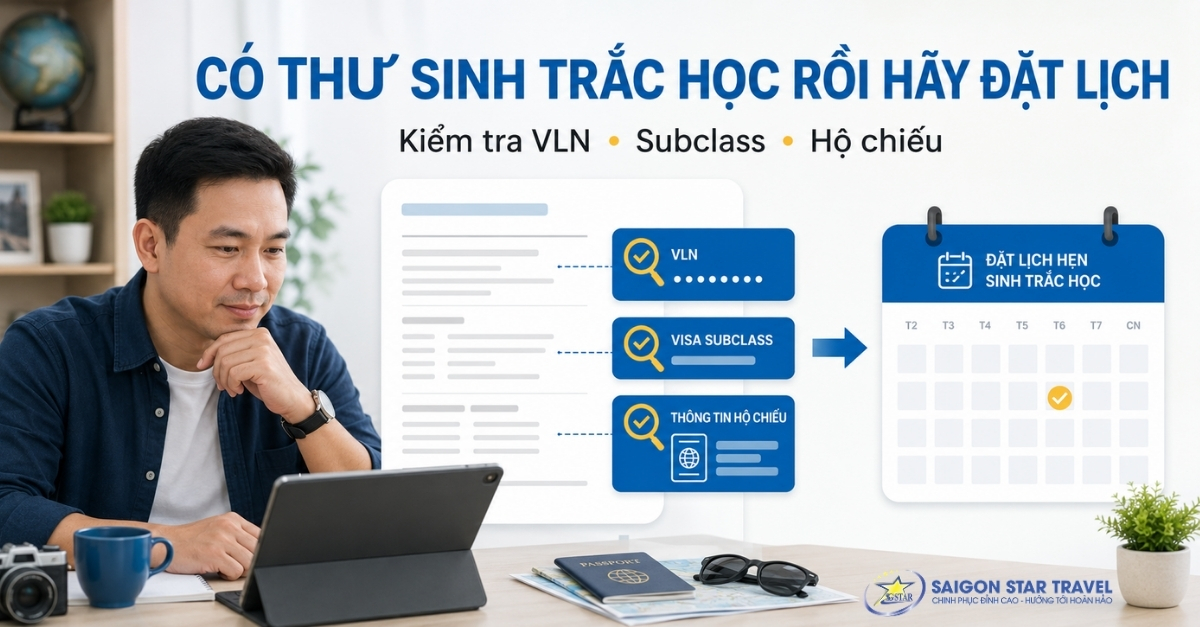 Thư yêu cầu sinh trắc học và mã VLN dùng để đặt lịch Visa Úc