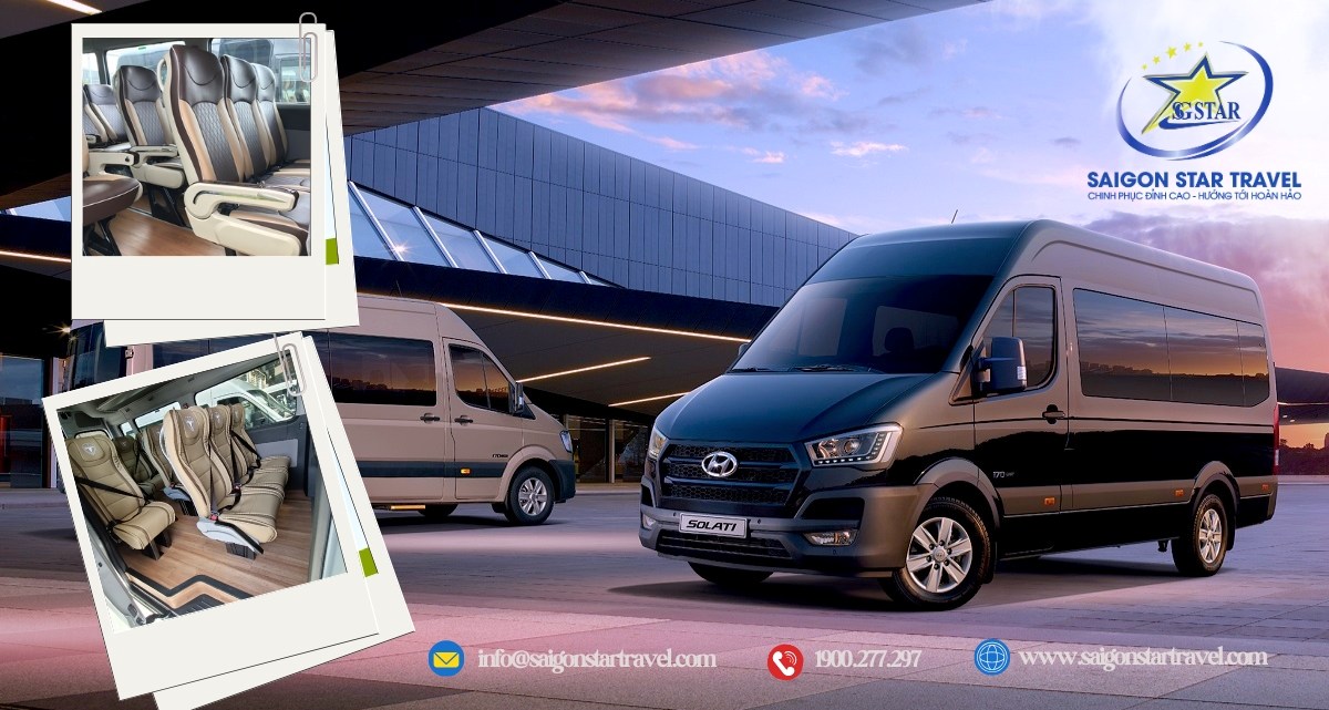 Nội ngoại thất xe Huyndai Solati | Cho thuê xe 16 chỗ tại TpHCM