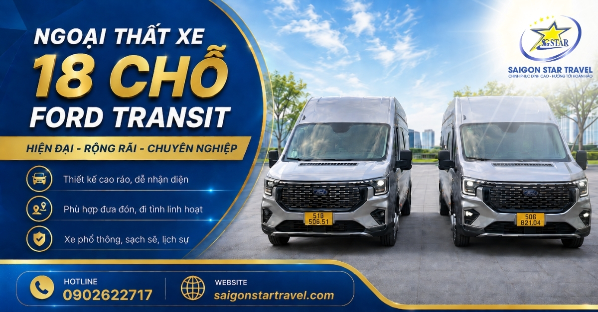 Xe 18 chỗ Ford Transit đưa đón sân bay tại TpHCM có hành lý