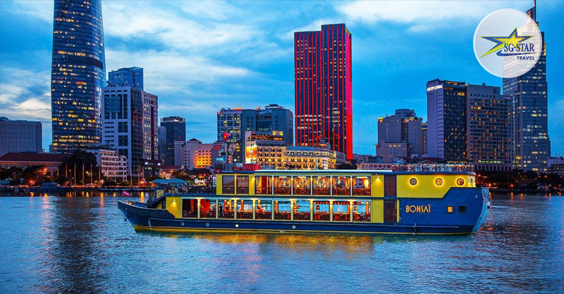 Thưởng thức bữa tối lãng mạn và ngắm nhìn thành phố hoa lệ trên du thuyền Bonsai du thuyền Bonsai ăn tối trên sông sài gòn