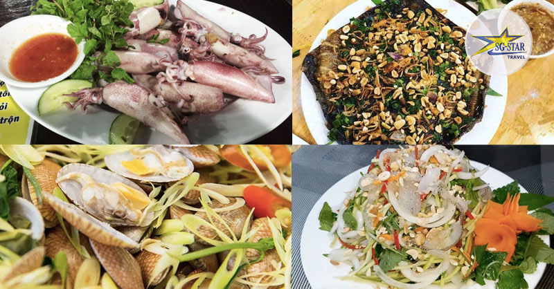 Thưởng thức hải sản trên biển Cửa Đại sẽ khiến bạn hài lòng bởi độ tươi ngon bãi biển cửa đại