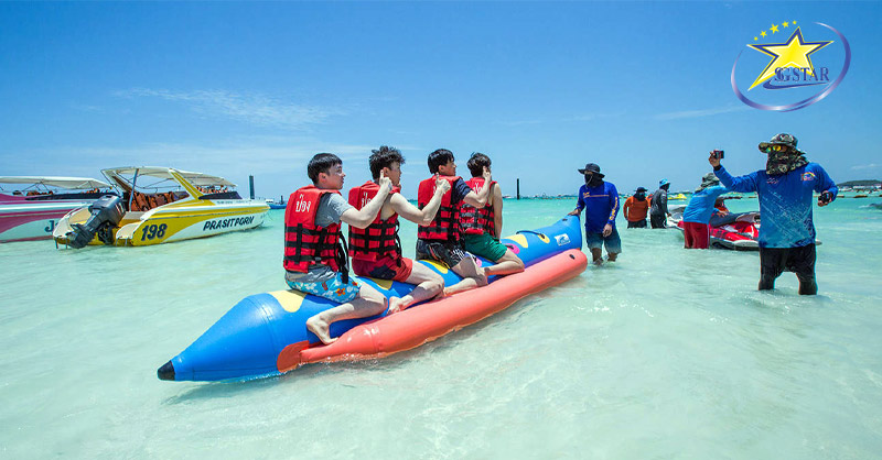 Đảo San Hô Koh Larn – Thiên Đường Biển Đảo Ở Pattaya | Saigon Star Travel Thử thách mình tại thuyền chuối Banana Boat