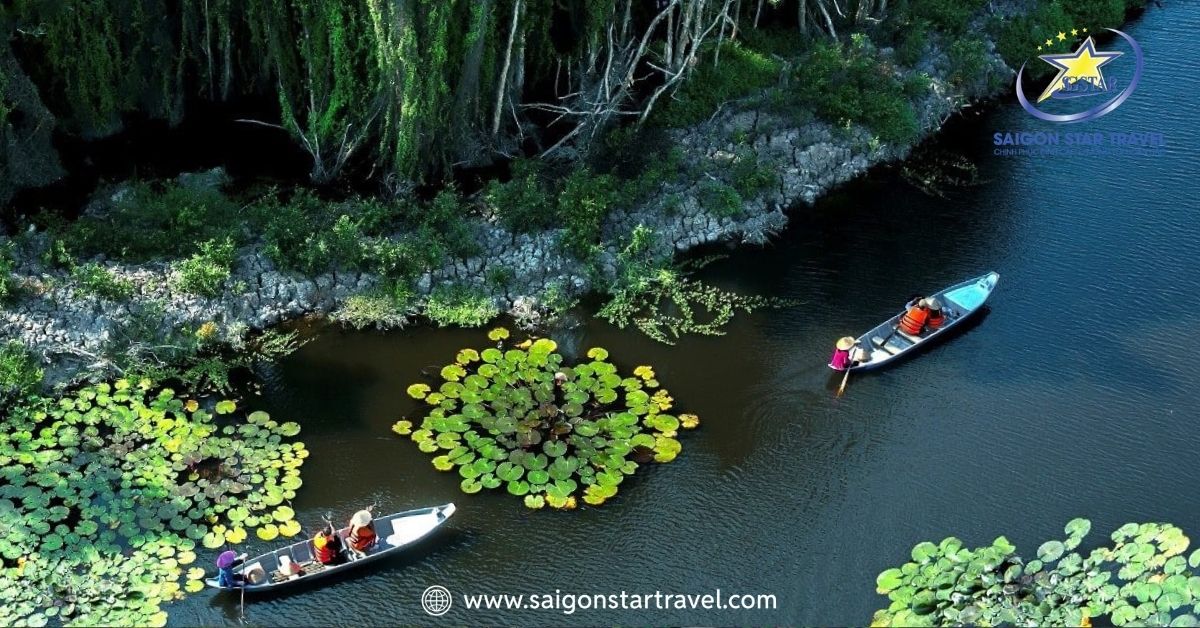 Toàn cảnh Làng Nổi Tân Lập xanh mát