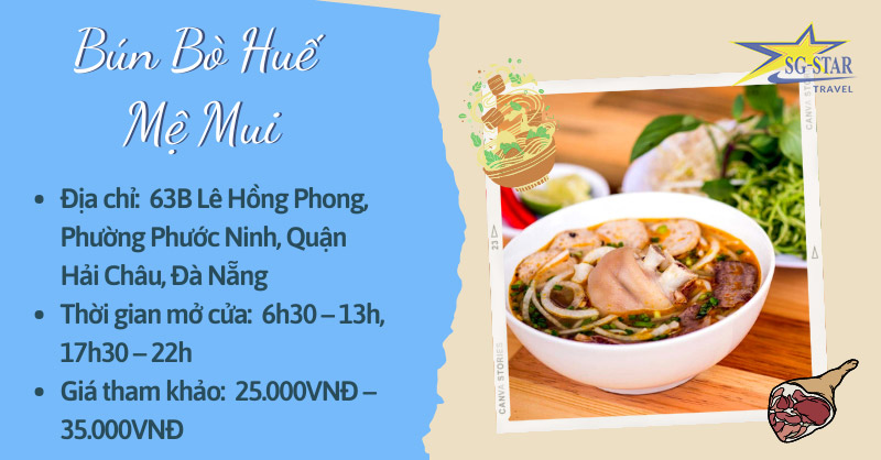 Top 5 quán bún bò Huế ngon, nổi tiếng nhất tại Đà Nẵng | Saigon Star Travel Bún Bò Huế Mệ Mui