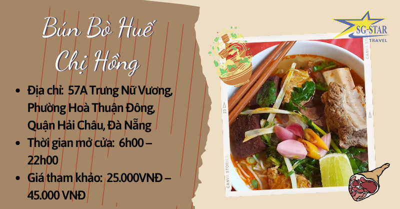 Top 5 quán bún bò Huế ngon, nổi tiếng nhất tại Đà Nẵng | Saigon Star Travel Bún bò Huế Chị Hồng- hương vị bún bò Huế mang phong cách Đà Nẵng