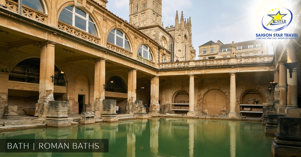 Roman Baths tại thành phố Bath trong Tour Anh Quốc
