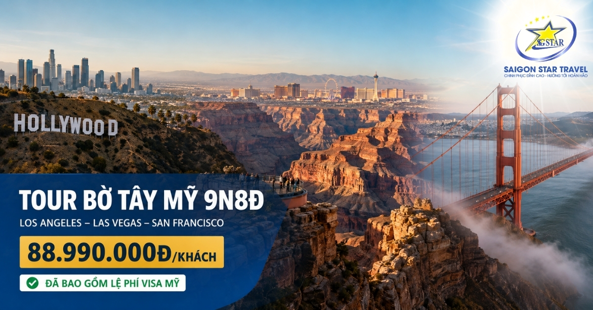 Tour Bờ Tây Mỹ 9 ngày 8 đêm từ TpHCM đi Los Angeles Las Vegas San Francisco