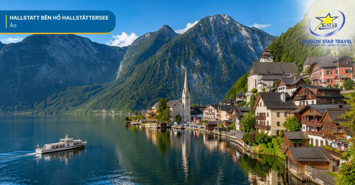 Làng cổ Hallstatt và hồ Hallstattersee tại Áo