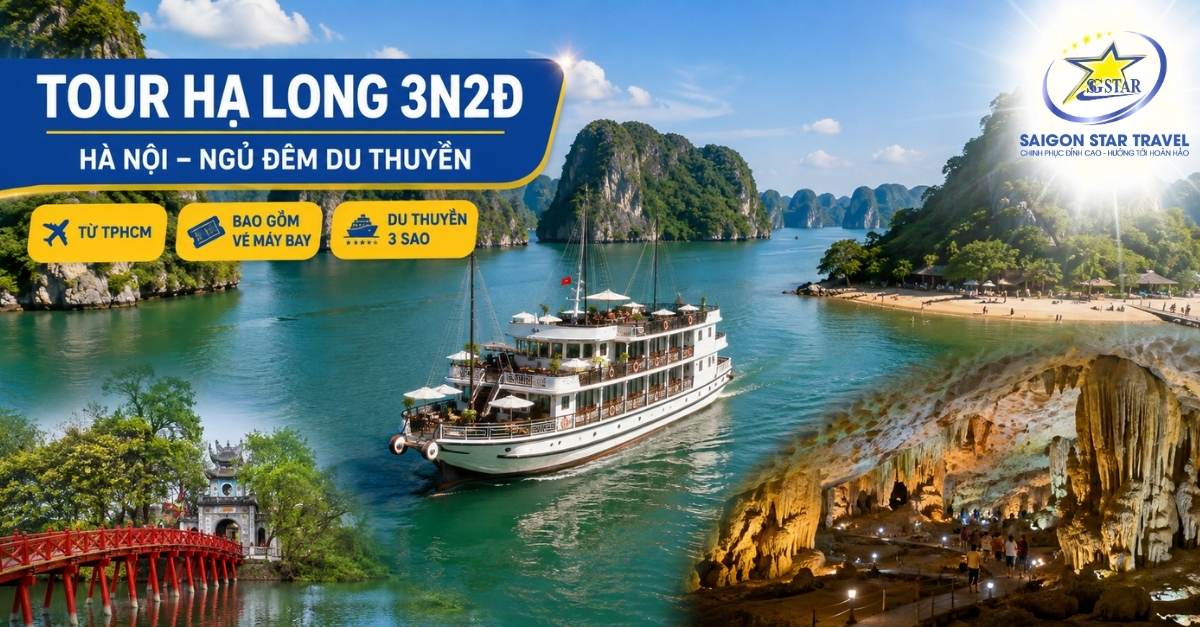 Tour Hà Nội Hạ Long 3 ngày 2 đêm từ TpHCM ngủ đêm du thuyền