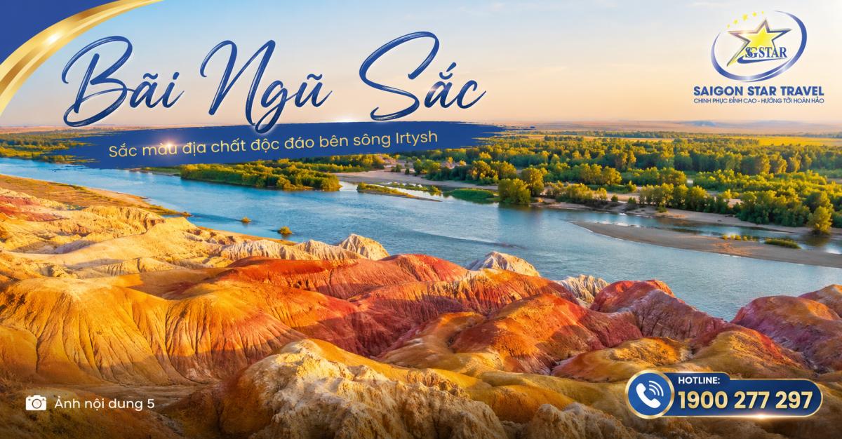 Bãi Ngũ Sắc bên sông Irtysh trong hành trình Tân Cương