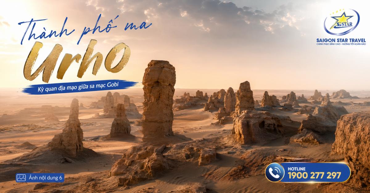 Địa mạo Yadan tại Thành phố ma Urho trong tour Tân Cương