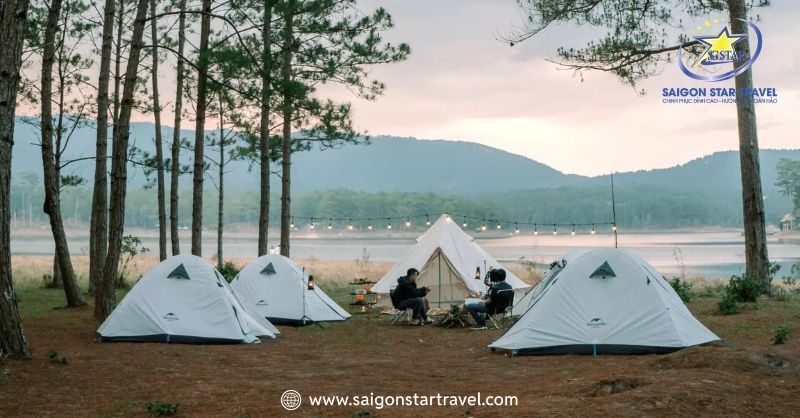 Cắm trại ven hồ Tuyền Lâm Đà Lạt: không gian tối yên, sinh hoạt nhóm và giữ an toàn (ảnh minh họa)