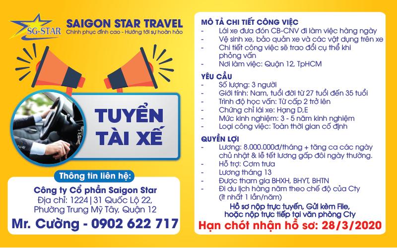 Tuyển Tài Xế Dấu D - E Công Việc Lâu Dài Ổn Định | Saigon Star Travel tuyen-dung-tai-xe-thang3