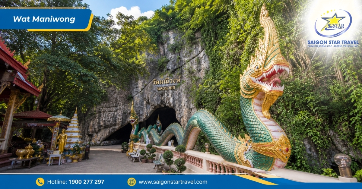 Wat Maniwong Nakhon Nayok trong tour Thái Lan Bangkok Pattaya Nakhon Nayok 5 ngày 4 đêm