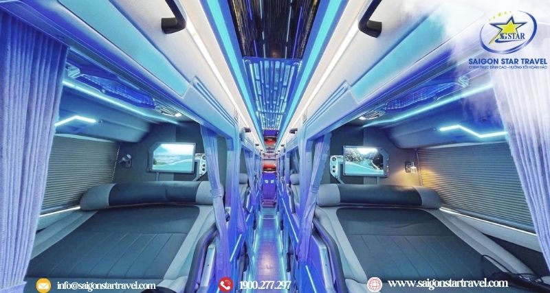 Nội thất bên trong xe giường nằm có cabin riêng biệt