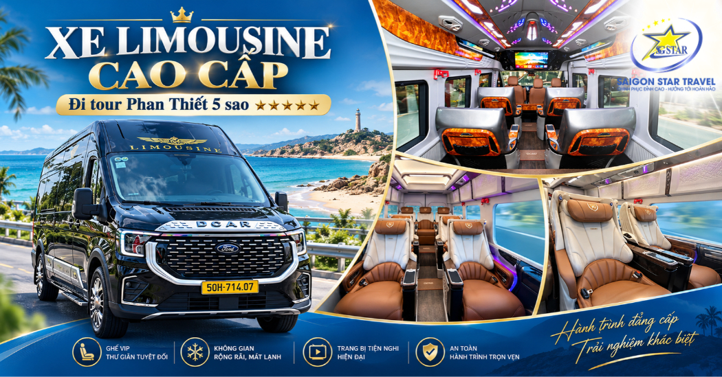 Xe Limousine cao cấp phục vụ tour Phan Thiết Mũi Né 5 sao 2 ngày 1 đêm từ TPHCM