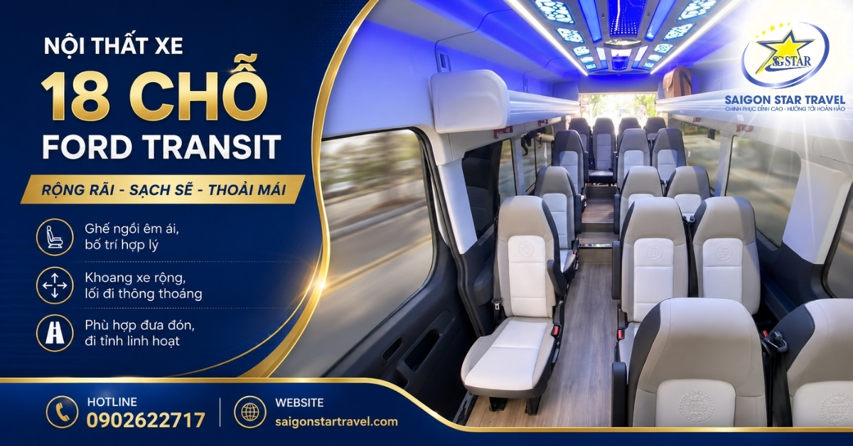 Cho Thuê Xe 18 Chỗ Ford Transit Tại TpHCM | Có Tài Xế
