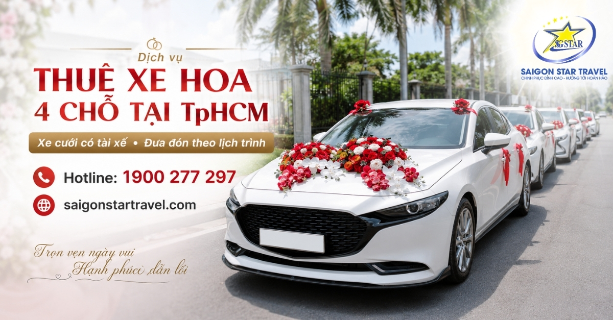 Thuê Xe Hoa 4 Chỗ Tại TpHCM Cho Đám Cưới: Có Tài Xế, Đón Trả Theo Lịch Trình