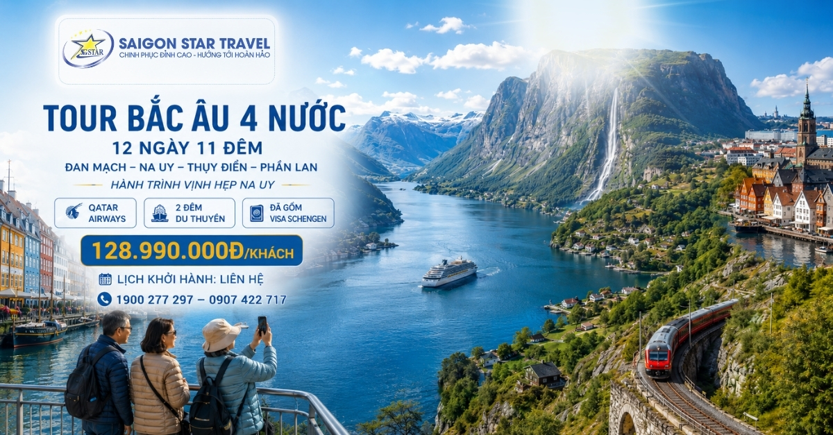 Tour Bắc Âu 4 Nước 12N11Đ Từ TpHCM: Đan Mạch – Na Uy – Thụy Điển – Phần Lan