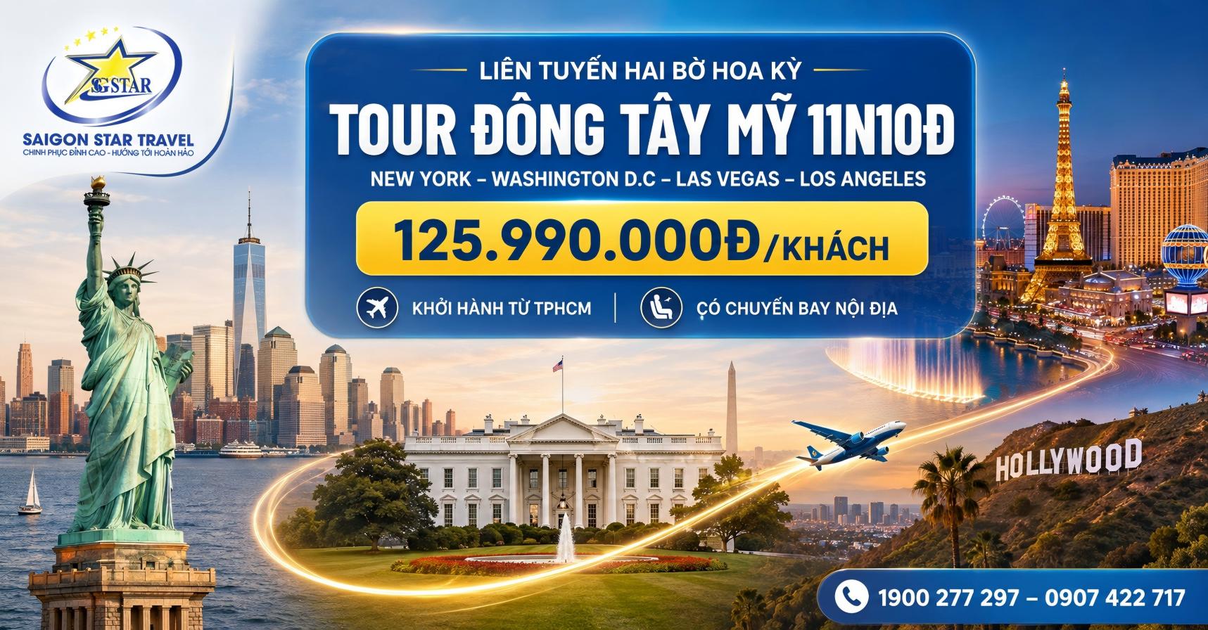 Tour Liên Tuyến Đông Tây Mỹ 11 Ngày 10 Đêm Từ TpHCM