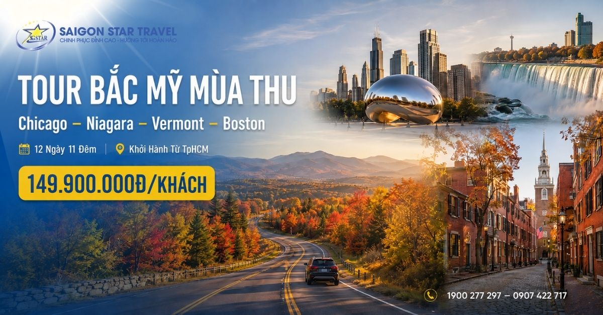 Tour Bắc Mỹ Mùa Thu 12N11Đ: Chicago – Niagara – Vermont – Boston