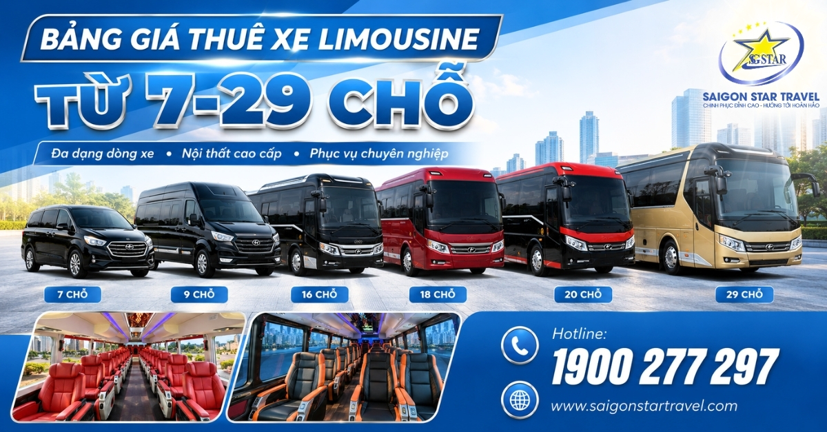 Bảng Giá Thuê Xe Limousine Tại TpHCM Từ 7–29 Chỗ | Saigon Star Travel