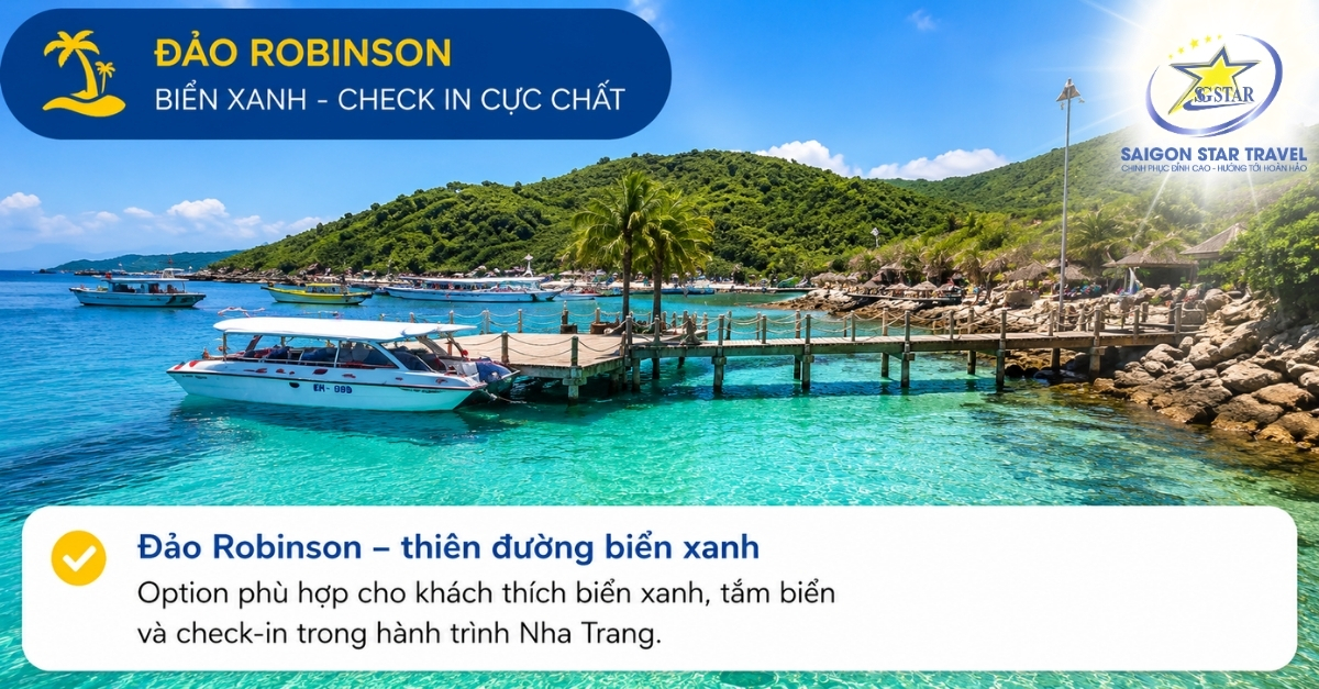 Ốc đảo Robinson Nha Trang trong lựa chọn đảo ngày 2 của tour