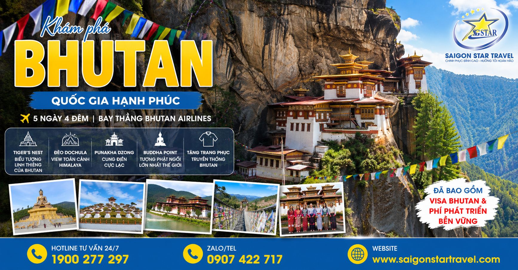 Tour Bhutan 5 Ngày 4 Đêm Bay Thẳng Từ TpHCM
