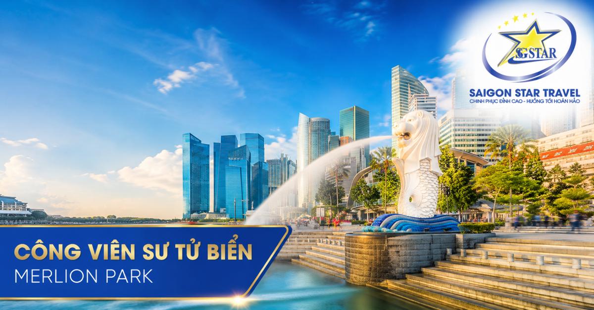 Du khách chụp ảnh tại Merlion Park trong hành trình Singapore Malaysia