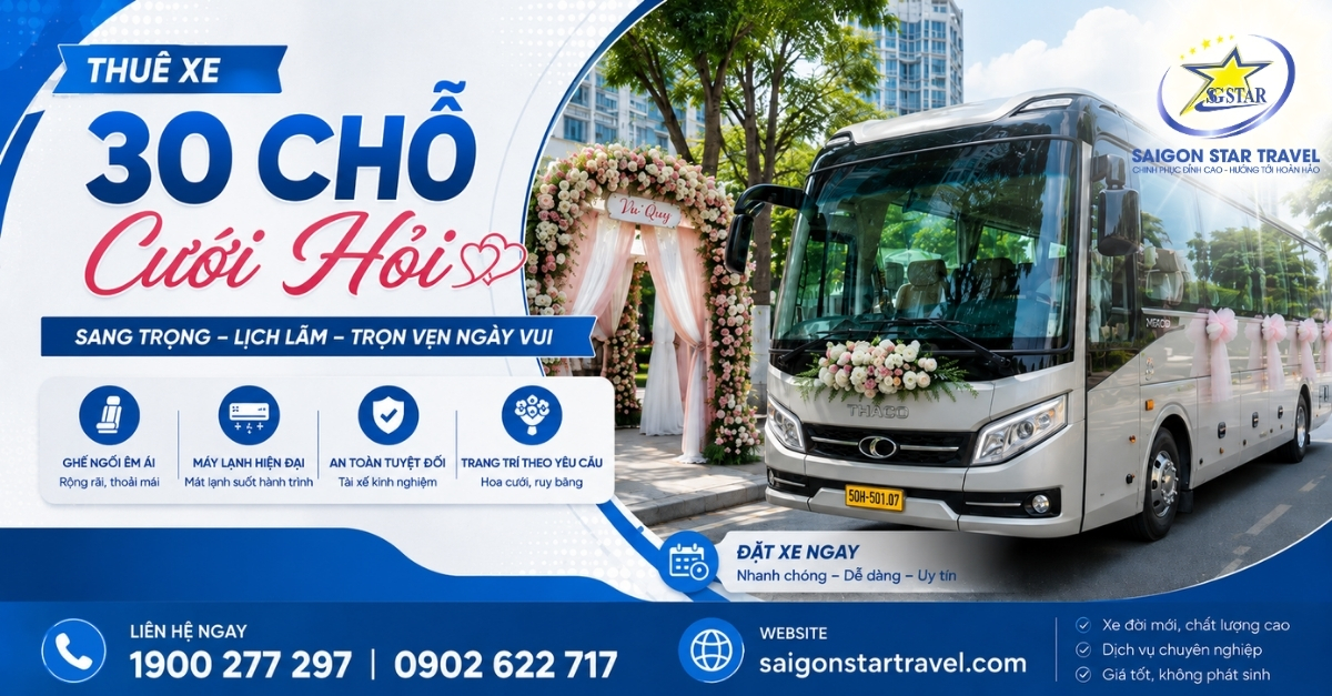 Thuê Xe 30 Chỗ Tại TpHCM - Xe 29C Có Tài Xế, Báo Giá Theo Lộ Trình