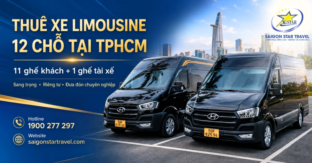 Thuê Xe Limousine 12 Chỗ Tại TpHCM - 11 Ghế Khách, Xe Sang Có Tài Xế