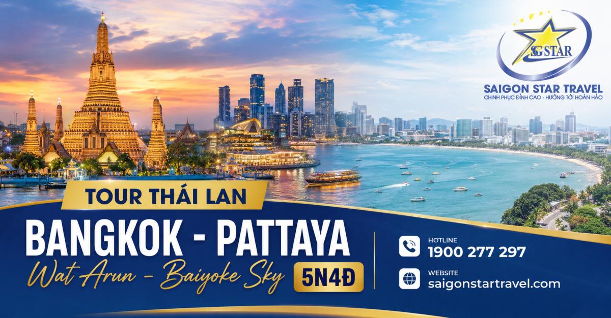 Tour Thái Lan Bangkok Pattaya 5N4Đ Từ TpHCM: Wat Arun, Baiyoke Sky
