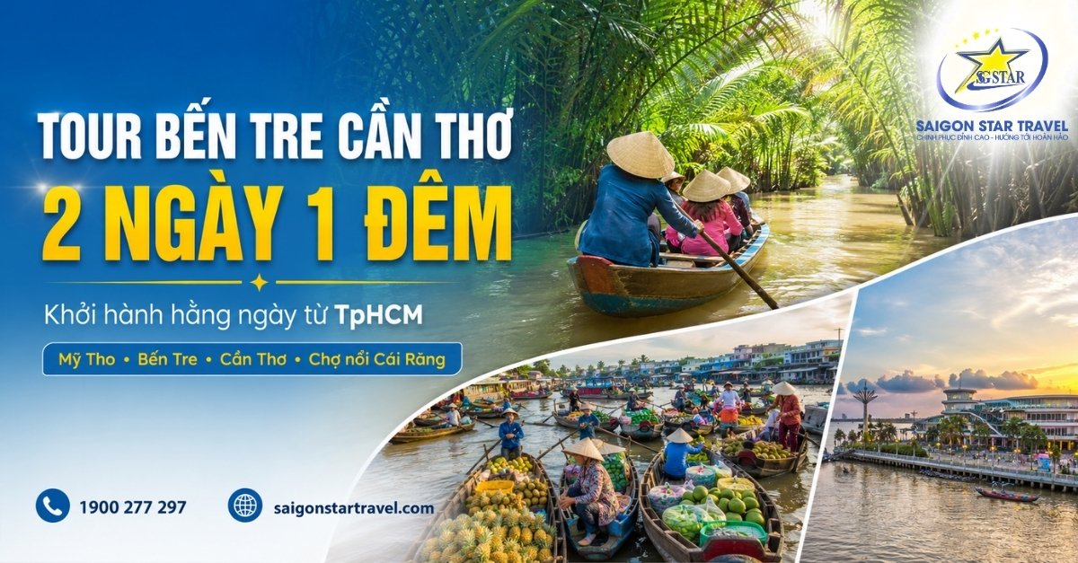 Tour Bến Tre Cần Thơ 2 Ngày 1 Đêm Khởi Hành Hằng Ngày | Khám Phá Chợ Nổi - Miệt Vườn Sông Nước