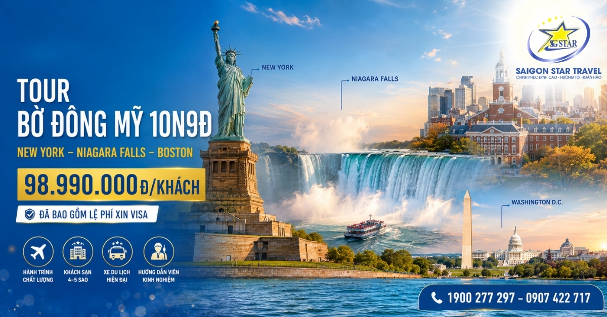 Tour Bờ Đông Mỹ 10 ngày 9 đêm từ TpHCM đã bao gồm lệ phí xin visa