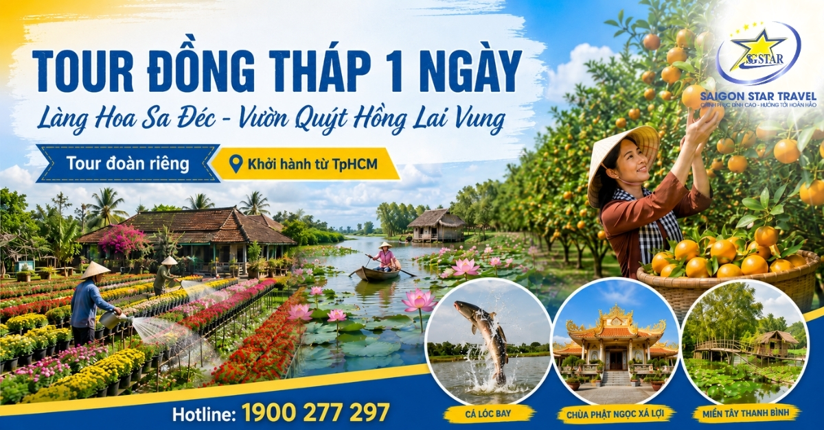 Tour Đồng Tháp 1 Ngày: Làng Hoa Sa Đéc - Vườn Quýt Hồng Lai Vun