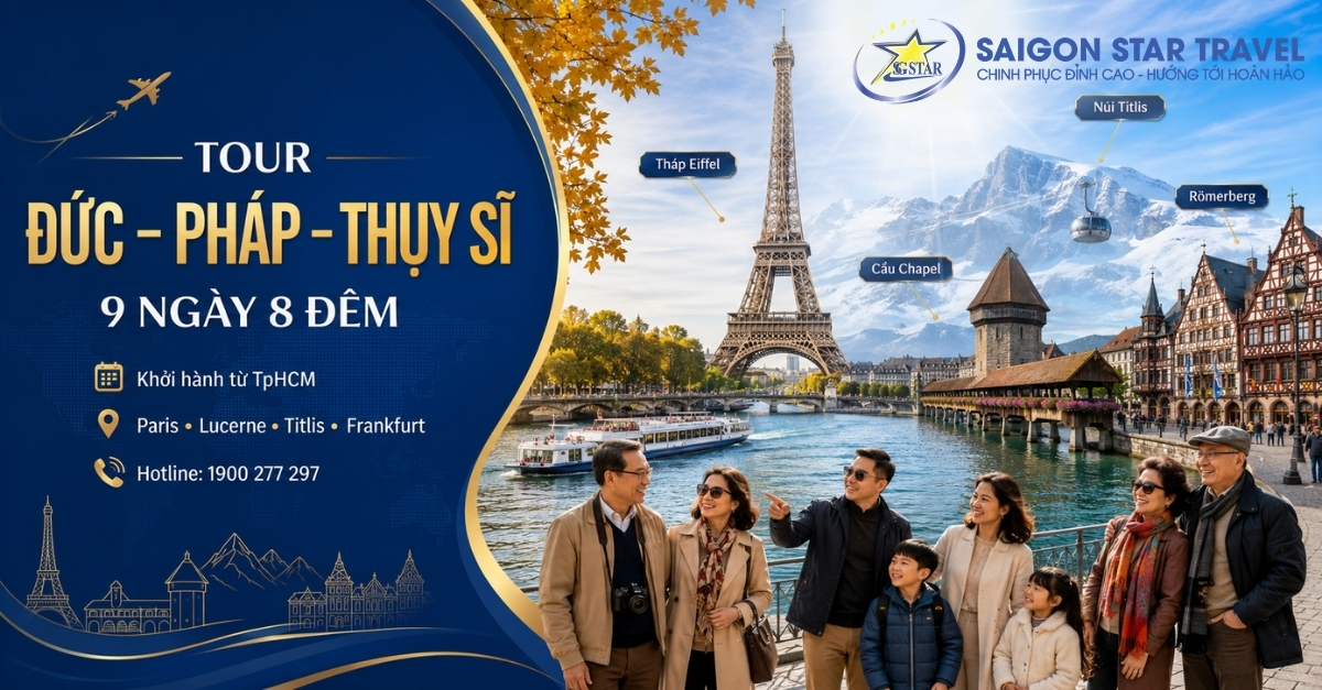 Tour Đức Pháp Thụy Sĩ 9N8Đ: Paris – Titlis – Zurich – Frankfurt