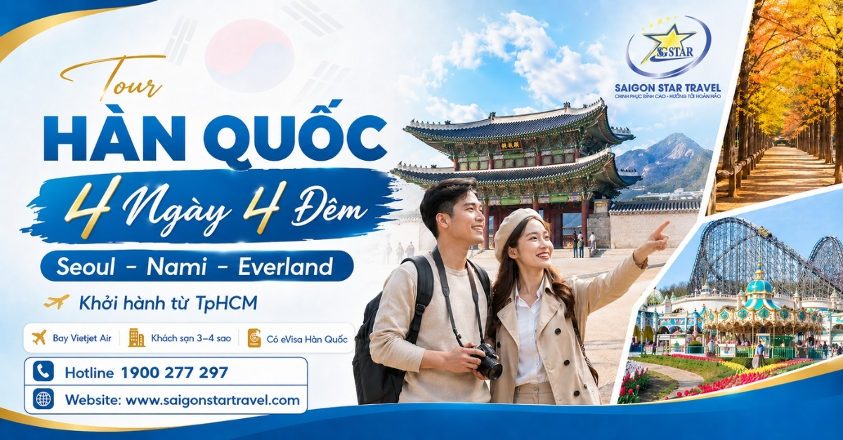 Tour Hàn Quốc 4 Ngày 4 Đêm Từ TpHCM | Seoul - Nami - Everland [2026]