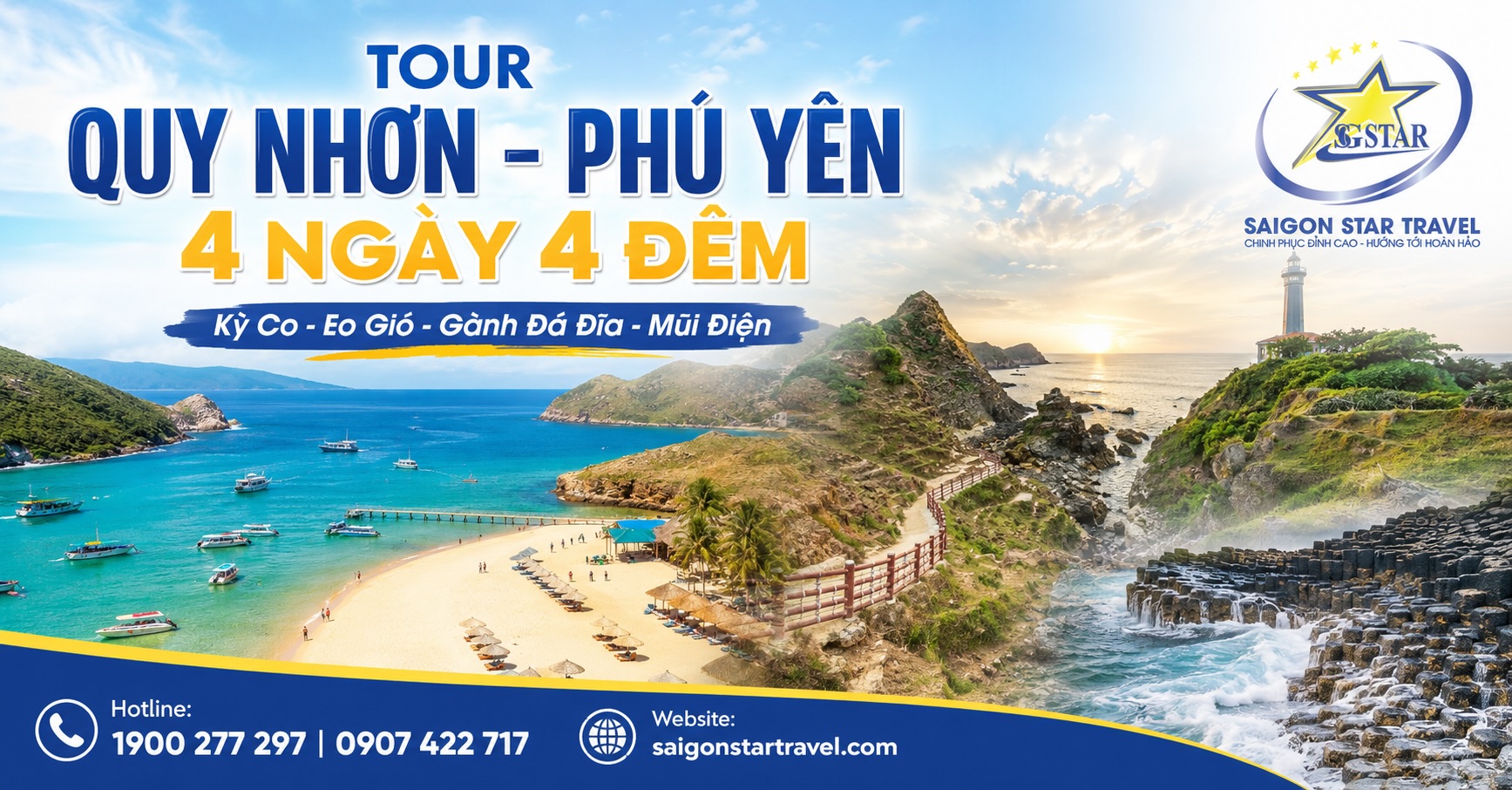Tour Quy Nhơn Phú Yên 4 Ngày 4 Đêm Từ TpHCM – Kỳ Co, Eo Gió, Gành Đá Đĩa, Mũi Điện