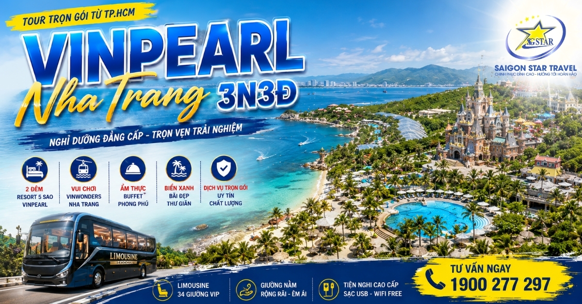 Tour Vinpearl Nha Trang 3 Ngày 3 Đêm - Nghỉ 2 Đêm Resort Cao Cấp 5 Sao