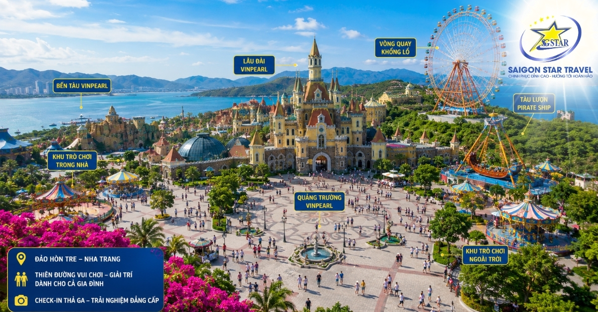 Tour Vinpearl Nha Trang 3 Ngày 3 Đêm - Nghỉ 2 Đêm Resort Cao Cấp 5 Sao